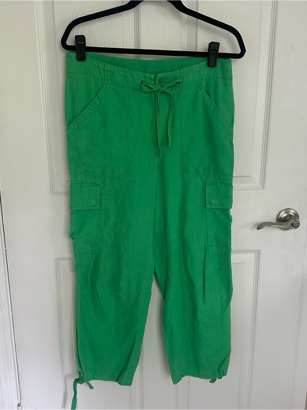 Vintage Ralph Lauren 100% Linen Cargo Pants Drawstring Trousers Women’s M Casual